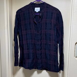 Steven Alan Black and Burgundy Button Down Shirt